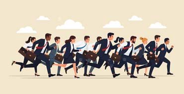 走る会社員たちのイラスト