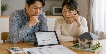 返済予定表を見ながら住宅ローンについて話し合う夫婦